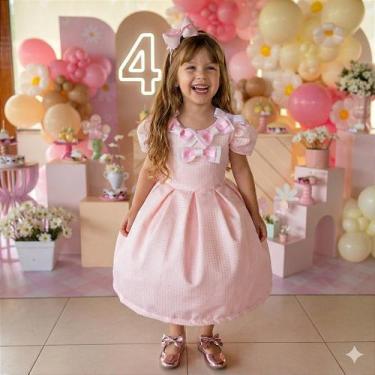 Imagem de Vestido Infantil Miss Sweet Rosa Bebe Lacinhos, 3