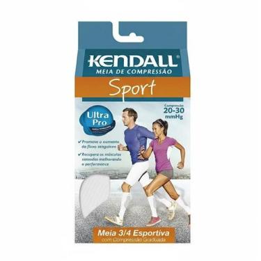 Imagem de Meia Kendall Sport Ref. 3112  Compressão 20 30mmHg  Branca  Tam. P G G