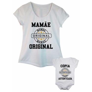 Imagem de Camiseta Adulta Feminina E Body De Bebê Tal Mãe Tal Filho - Calupa