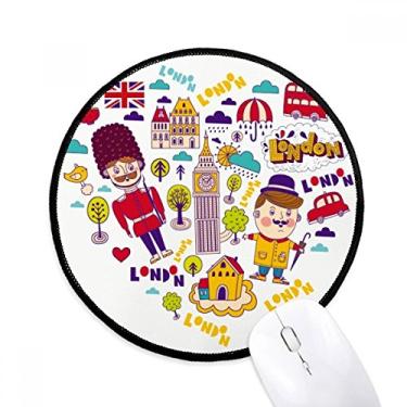 Imagem de Cabine telefônica vermelha em forma de coração Reino Unido Mouse Pad Desktop Office Tapete redondo para computador