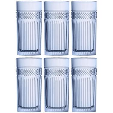 Imagem de Conjunto de Copos Altos L'Hermitage em Vidro Azul 360 ml - 6 Peças