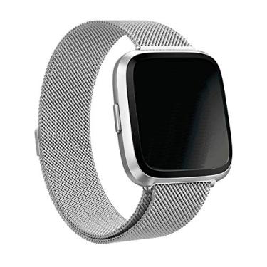 Imagem de Pulseira Aço Magnetica-Milanese compativel com Fitbit Versa - Fitbit Versa 2 - Fitbit Versa Lite - Marca LTIMPORTS (Prata)