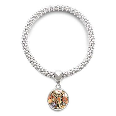 Imagem de DIYthinker Pulseira de prata com padrão de imagem de ano novo chinês com pingente de corrente ajustável