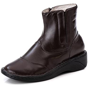 Imagem de Bota Anti Stress Feminina de Couro Legitimo Café (37)