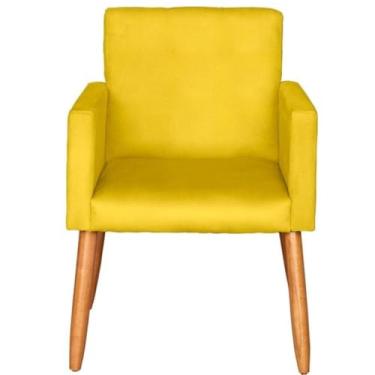 Imagem de Poltrona Cadeira Decorativa para Recepção sala de estar resistente reforçada pés madeira MOBLAN decor (Amarelo)