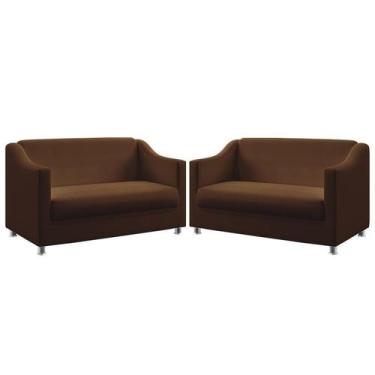 Imagem de Kit 2 Poltronas Namoradeiras Decorativas Alya Couro Marrom Aradecor