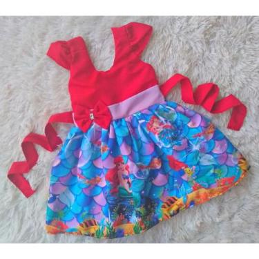 Imagem de Vestido Infantil Temático Simples Ariel a Pequena Sereia RF02 - AUREA,