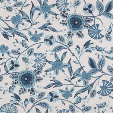 Imagem de Tecido impermeável asturias 117 flor folhas azul cru - WK