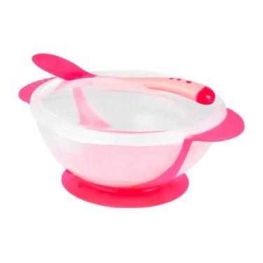 Imagem de Bowl com ventosa Turminha Guará Prato Infantil Rosa + Colher