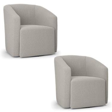Imagem de Poltrona Sala De Estar Base Giratória Kit 2 Poltronas Stella Max Boucl