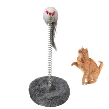 Imagem de Arranhador Gato Pet Ratinho Guizo Mola Brinquedo Interativo Felino Ani