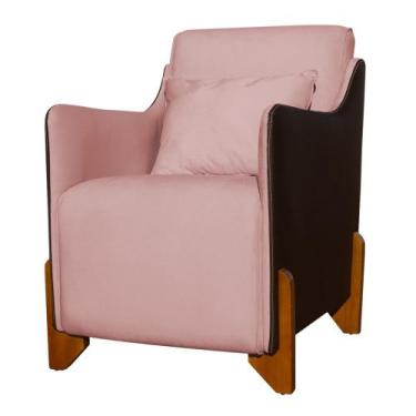 Imagem de Poltrona Composê Heloisa Couro Marrom Veludo Rosa - Mansão Decor