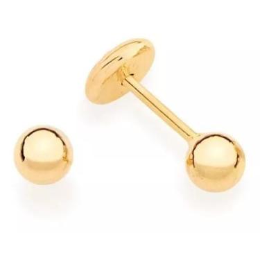 Imagem de Brincos Rommanel Fol Ouro 18k Infantil Bola Lisa 520797, Dourado