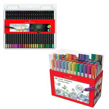 Imagem de Kit lápis de cor supersoft c/50 + caneta fine pen c/48 Faber-Castell