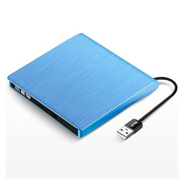 Imagem de Leitor de DVD Externo USB 3.0 Unidade de DVD Portátil CD DVD RW Gravador de Gravador Óptico Compatível com Laptop Desktop Mini Dv Player (Cor: DVD02-azul)