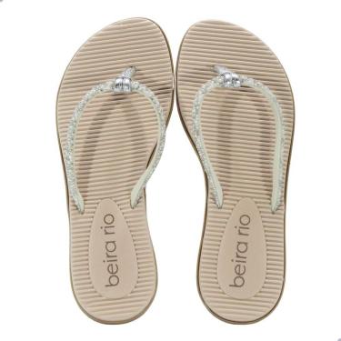 Imagem de Tamanco Feminino Beira Rio Tira Pronta Ostra Prata Cristal Branco Furtacor