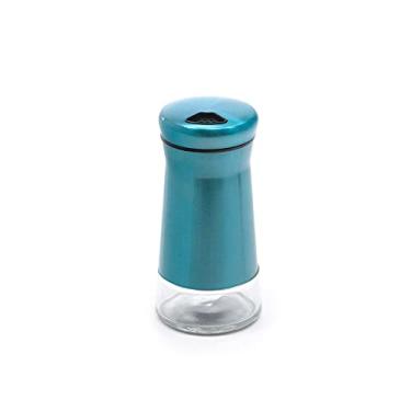 Imagem de Porta Condimentos Individual de Cozinha para Temperos, Sal, Pimenta, Condimentos em Vidro e Aço Inox Olinda Azul - Meridional