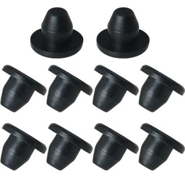 Imagem de MEETOOT 10 Peças De Plugues Macaco Hidráulico Piso, Horizontais Cabeça Chata 8,5 Mm, Tampão Enchimento Borracha Preta Para Furo Reservatório Óleo