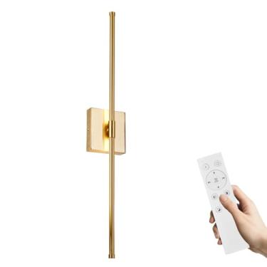 Imagem de Goosebrite Arandelas De Led Com Controle Remoto, 5 Cores 3000K-6500K E Dimerizável, Luz Noturna Temporizador Fio, Luminárias Douradas Para Sala Estar, Quarto, 27,55"