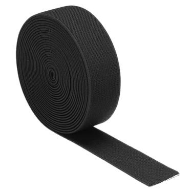 Imagem de Boxonly Banda elástica larga de sarja dupla face 3 cm plana 4 jardas tecido elástico carretel elástico alça elástica pesada 3 cm de largura preta para costura, cintura