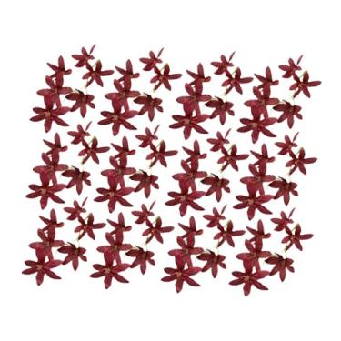 Imagem de Fenteer 12x Flores de seda artificiais de orquídea de 7 polegadas, simulação de flores para arranjo, Vermelho Escuro