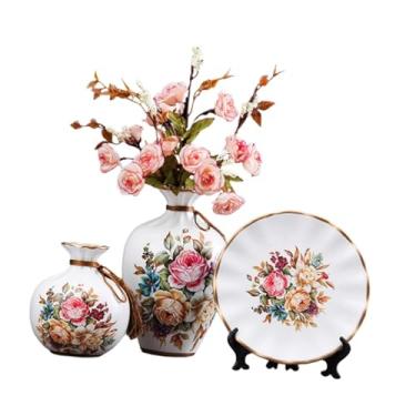 Imagem de WeiLaiKeQi 3 peças de vasos de cerâmica, recipientes para plantas, ornamentos modernos, vasos decorativos, arranjos de flores para estante, cozinha, Branco