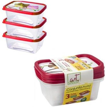 Imagem de Pote de Plastico Retangular com Tampa Coruja 3 Pecas 220ml - Jaguar