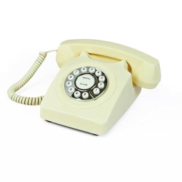 Imagem de Telefone retrô, telefone fixo TelPal com fio, telefone clássico vintage antigo para casa e escritório, presente de telefone doméstico com fio para idosos, telefone de mesa com fio Anapg