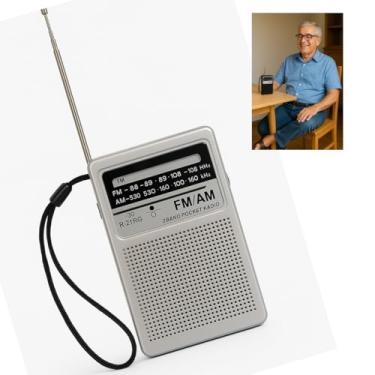 Imagem de Rádio AM FM de Bolso Recarregável A Pilha USB Estilo Retrô Compacto e Portátil - PRATEADO