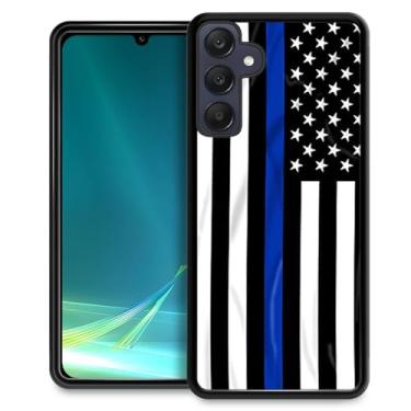 Imagem de ZHEGAILIAN Capa compatível com Samsung Galaxy A15 5G, linha azul, bandeira americana, design de padrão traseiro, silicone macio, TPU, antiqueda, antiderrapante, capa para Samsung Galaxy A15 5G