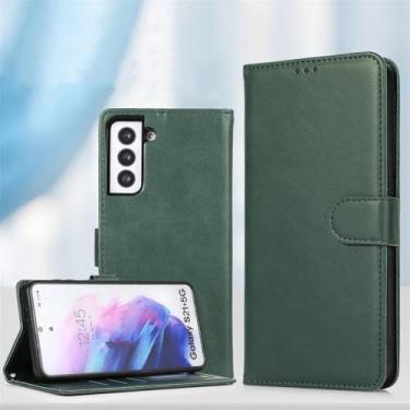 Imagem de HJZSZX Capa tipo carteira de couro magnética para Samsung S23 Plus, com suporte tipo flip (para Samsung S23 Plus/verde)