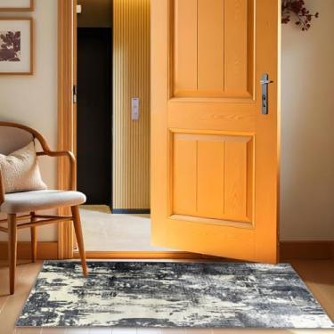 Imagem de 1 Tapete Entrada Porta Hall Grande Belga Es Mo 66 x 110 Vr (D7Mod Cinza Azul Bege Preto Marfim - Moderno Manchado Abstrato)