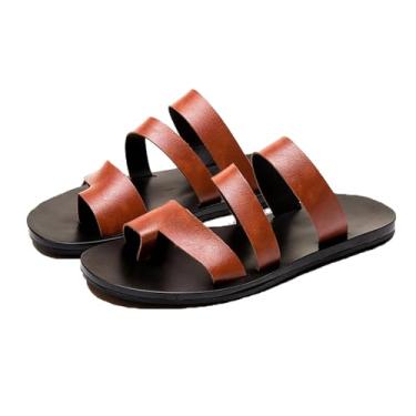 Imagem de Sandália Corretora Ortopédica Masculina Chinelos Ortopédicos Respiráveis Antiderrapantes E Respiráveis ​​para Joanete De Verão, Chinelos Correção Pés PU Macio Elegante Antiderrapantes(Khaki,45 EU)