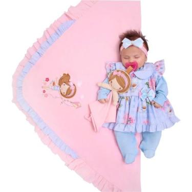 Imagem de Saída de Maternidade Menina Luxo Laços Sofia Azul 05 Peças - Amora Bab