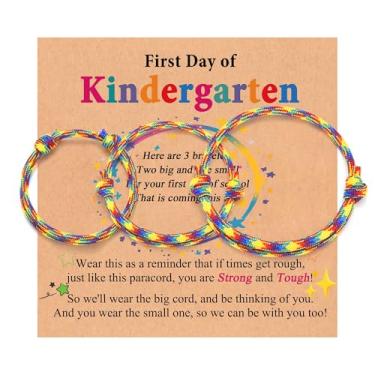Imagem de Leyung Pulseira First Day of Kindergarten para meninos e meninas, pacote com 3, pulseiras para pai, filho, mamãe e eu, presentes de volta às aulas para crianças, filhos, filhas, filhas