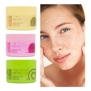 Imagem de 3 Esfoliante Corpo Rosto Limpeza Pele Maracujá Kiwi Pitaya - Miamake