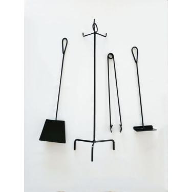 Imagem de Kit de Limpeza para Lareira e Churrasqueira 4 Peças em Ferro cor Preto