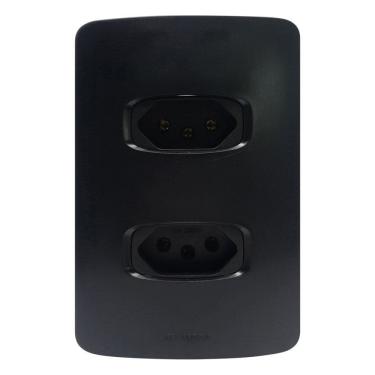 Imagem de Tomadas Padrão 10A com Placa 4x2 Gracia Maxx Alumbra Preto
