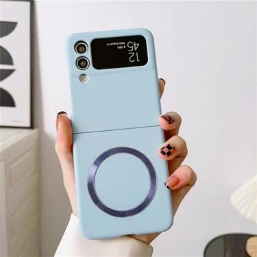 Imagem de Capa líquida de luxo para samsung galaxy z flip 3 4 5 5g z flip5 zflip4 dobrável 5 capa magnética de carga sem fio, skyblue, para samsung z dobrável 5