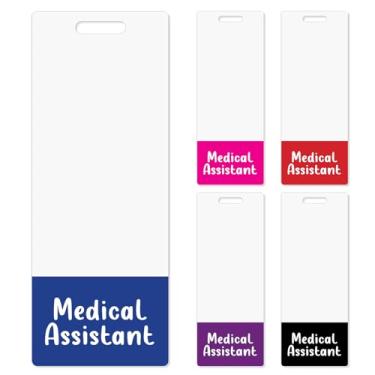 Imagem de Toykee Porta-cartão grande para crachá de assistente médico - Acessórios MA verticais GG Azul Rosa Preto Roxo Vermelho Porta-cartões de identificação Etiquetas de nome Buddy para trabalho hospitalar