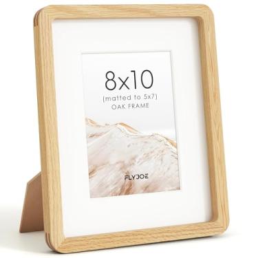 Imagem de FLYJOE Moldura para fotos 20 x 25 cm, moldura de colagem de fotos de madeira de carvalho maciça natural com vidro temperado HD, moldura de madeira simples moderna 20 x 25 cm fosca a 13 x 17 cm