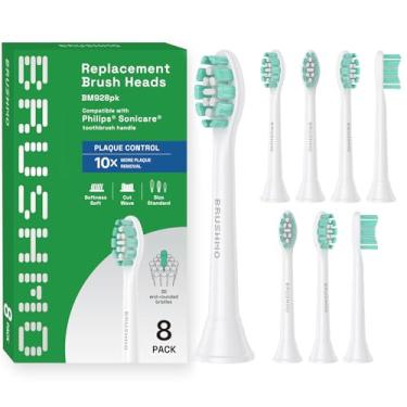 Imagem de Brushmo Cabeças de substituição compatíveis com escova de dentes elétrica Philips Sonicare, branca, pacote com 8
