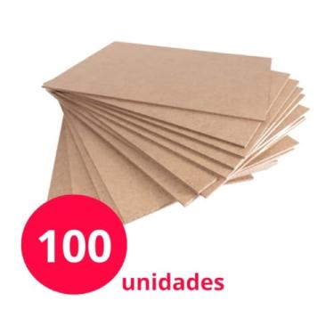 Imagem de Kit 100 Chapa Placa MDF Cru A4 14x20cm 3mm Artesanato e Quadros