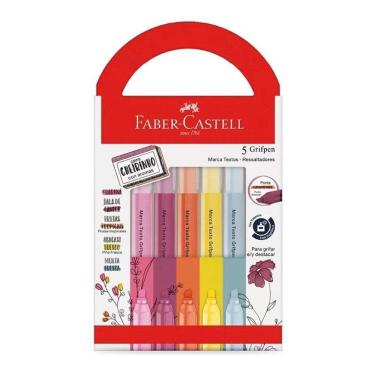 Imagem de Kit Marca Texto Grifpen Com Cheirinho Mtes5rezf 5 Cores - Faber Castell
