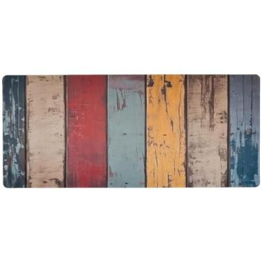 Imagem de Wassud Tábuas de madeira vintage, mouse pad para jogos com base de borracha antiderrapante, mouse pad longo com borda costurada, impermeável grande almofada de mesa para escritório, casa, 89,9 cm x