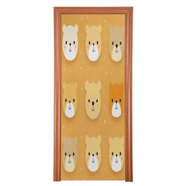 Imagem de Wassud Linda capa de porta de rosto de urso decorações de porta de Halloween faixa interna externa decoração de casa grande decoração de porta da frente 91 x 248 cm