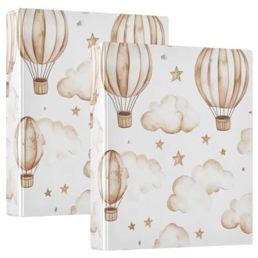 Imagem de xigua Balões de ar quente aquarela, 3 fichários redondos, comporta 200 folhas, à prova d'água, tamanho carta, 3, fichários com bolsos internos transparentes de PVC e clipe de metal antiderrapante