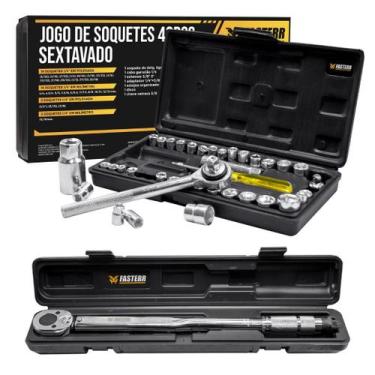 Imagem de Kit Torquímetro e Jogo de Soquetes Fasterr FST032 e FST003
