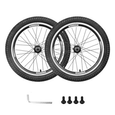Imagem de WEEROCK Conjunto de rodas de bicicleta de 50,8 cm, rodas dianteiras e traseiras, aro de liga de alumínio com pneus de bicicleta de 50 x 2,125 polegadas, compatível com freios de roda livre e aro