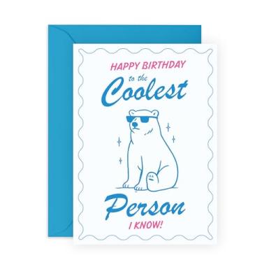 Imagem de Cartão de aniversário de pessoa mais legal - Óculos de sol de urso polar - Design divertido de gelo para amigos, família, irmãos, colegas, crianças, adolescentes, meninos, meninas, filho, filha, mãe